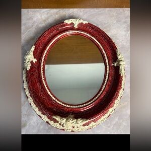Vintage Elegant Red and Cream Wall Mirror *see description